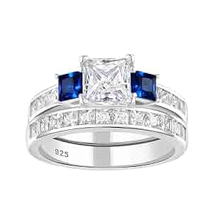 アクセサリー printemps blue ring set Blue & White Crystal Bypass Ring Sterling Silver - Size 7
